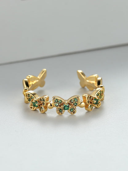 Tutaru - Rhinestone Butterfly Decor Cuff Ring