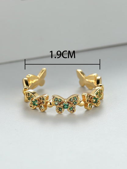 Tutaru - Rhinestone Butterfly Decor Cuff Ring