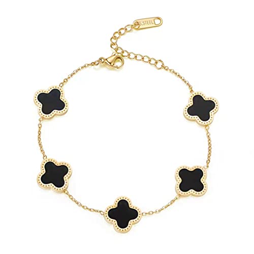 Tutaru - Adjustable Cute Plated Lucky Clover Simple Bracelet