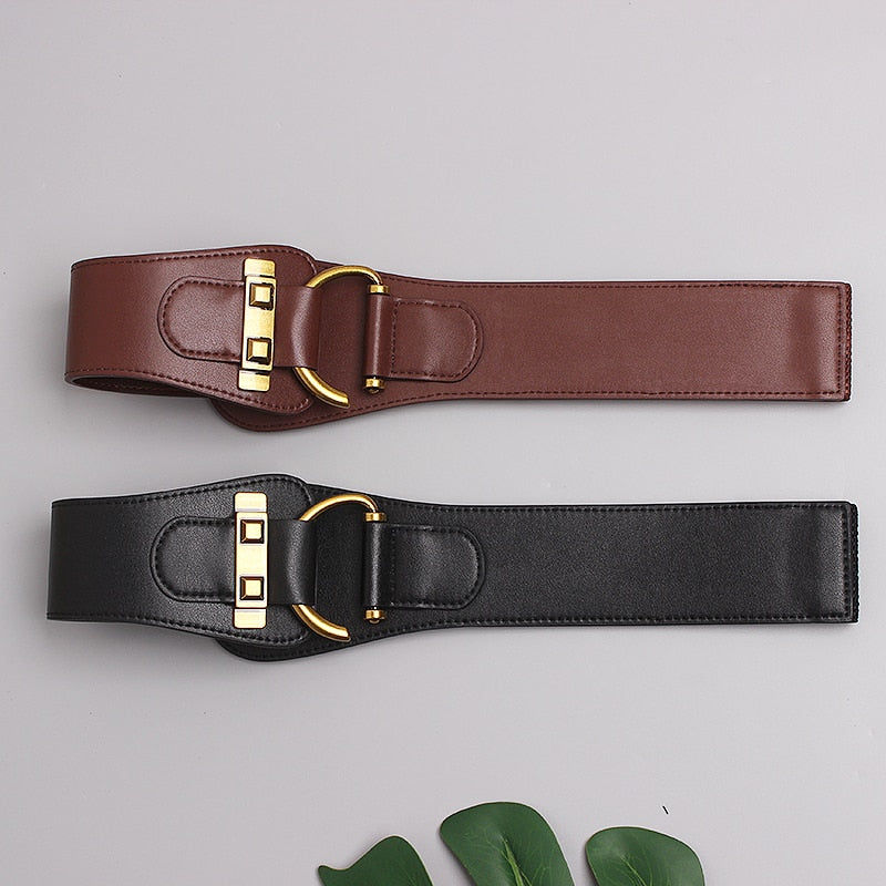 Tutaru - Big Gold Color Pin Buckle Waistband Female Waist Belt