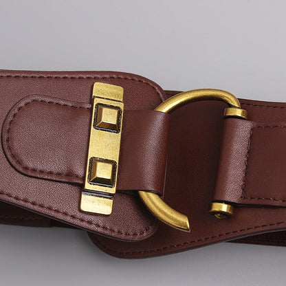 Tutaru - Big Gold Color Pin Buckle Waistband Female Waist Belt