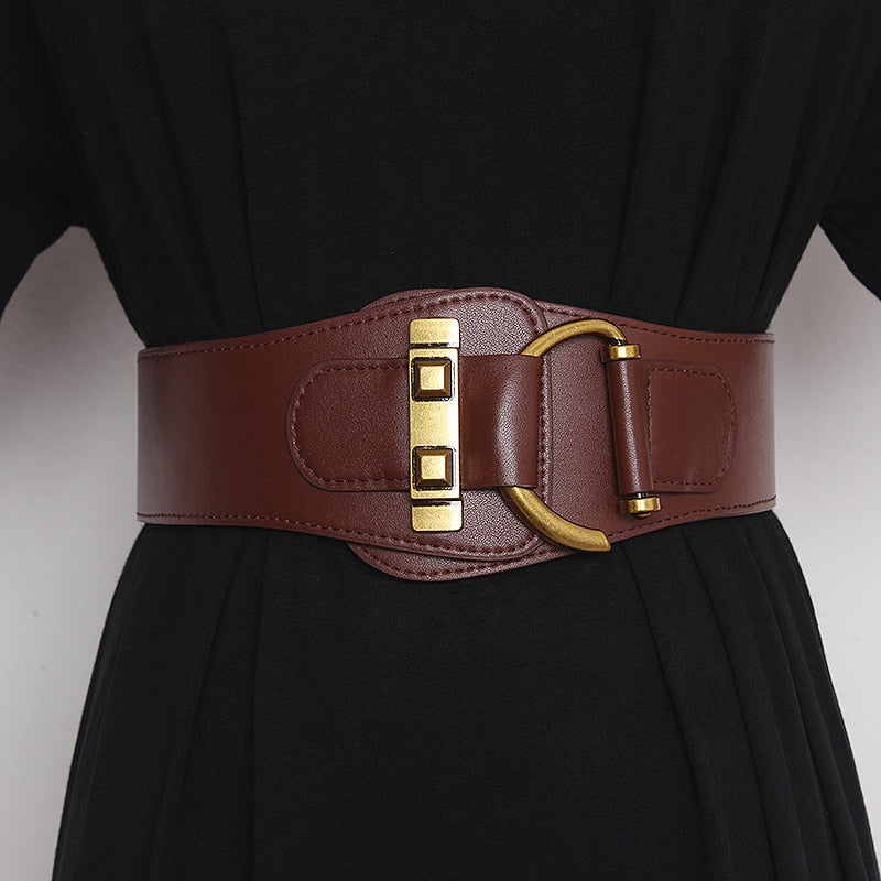 Tutaru - Big Gold Color Pin Buckle Waistband Female Waist Belt