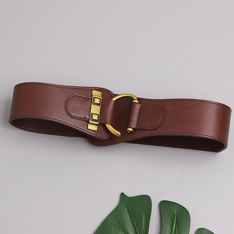 Tutaru - Big Gold Color Pin Buckle Waistband Female Waist Belt