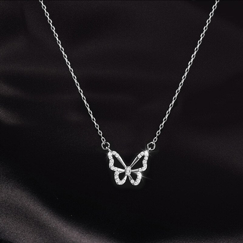 Tutaru - Hollow Butterfly Zircon Shining Animal Necklace